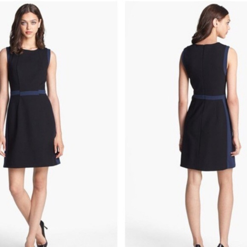 DVF Shanna Black with Blue Sheath Dress NWOT 2